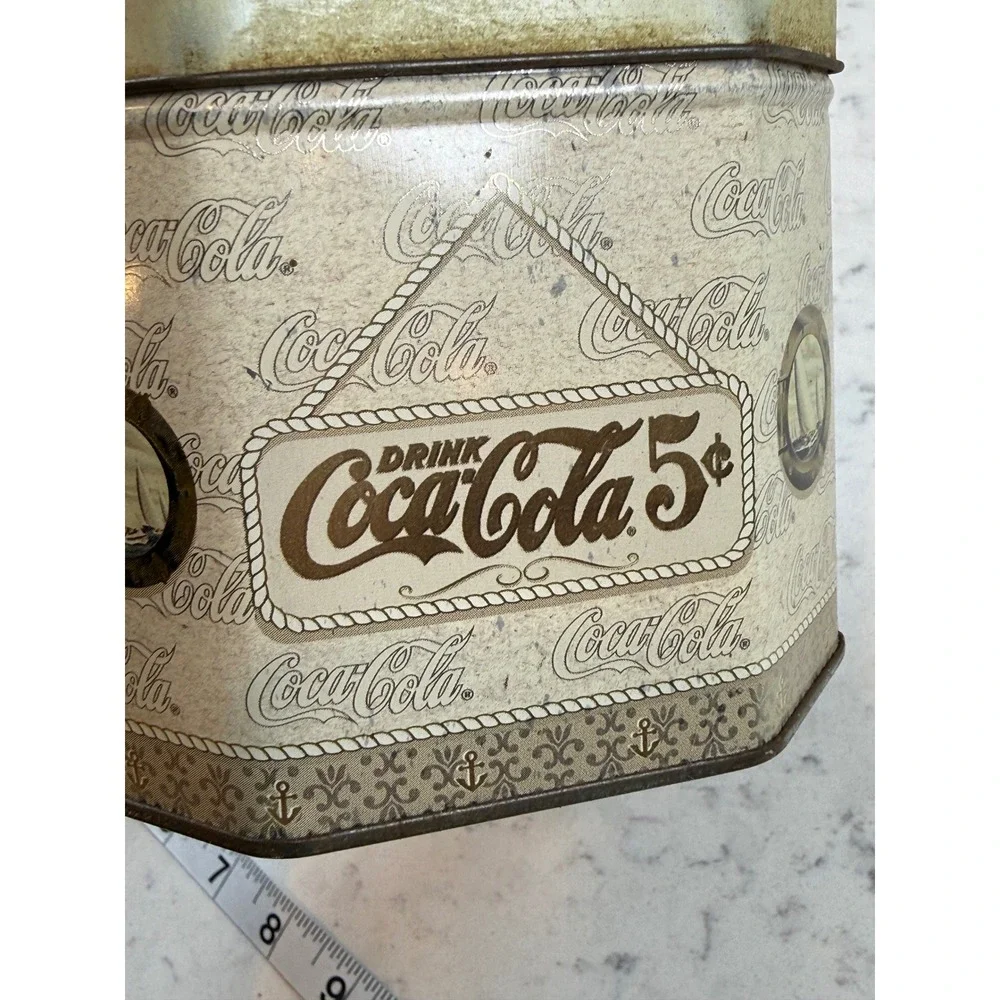 Vintage Coca-Cola Tin Sailor Children Nautical‎ Octagonal Gold Tone Collectible